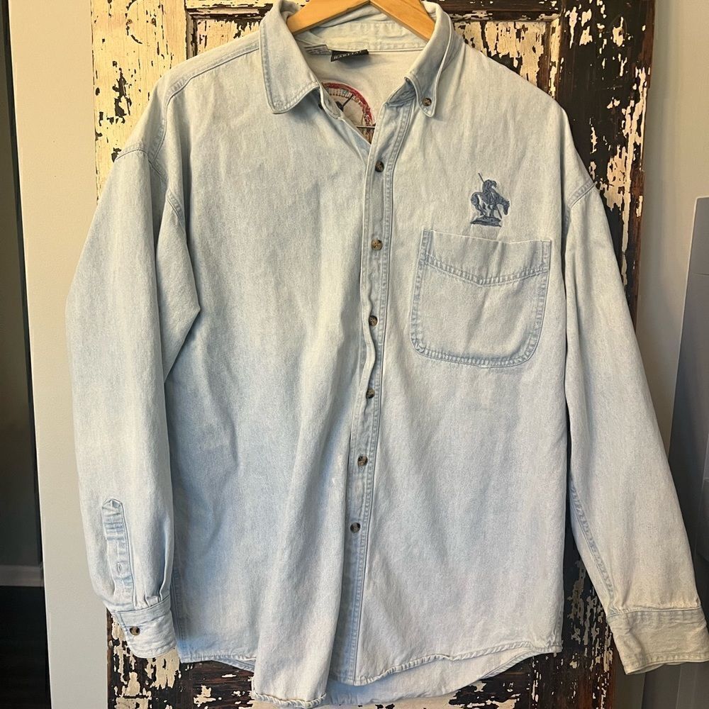 Vintage Habitat embroidered Button Down Denim Native American women’s size L